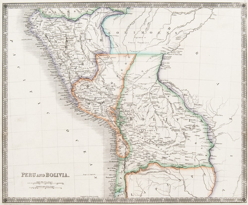 Peru and Bolivia 1843 Teesdale Map